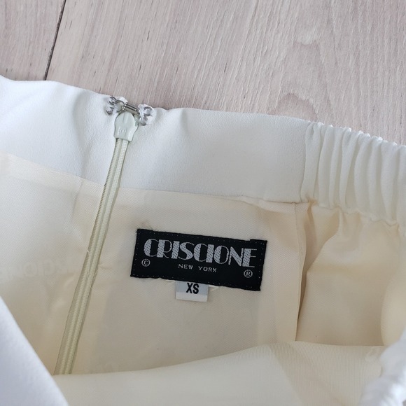 Criscione Skirt Suit  Womens XS White Rhinestone Formal Vintage Set Rock USA - Picture 9 of 16